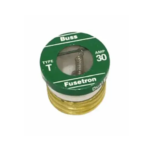 Plug Fuse, 30 A, 125 V, 10 kA Interrupt, Plastic Body, Low Voltage, Time Delay Fuse Pair - pack of 5 Plug Fuse, 30 A, 125 V, 10 kA Interrupt, Plastic Body, Low Voltage, Time Delay Fuse Pair - pack of 5