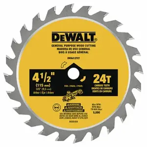 DEWALT DWA412TCT Circular Saw Blade 4-1/2" D X 3/8" Carbide 24 teeth Silver