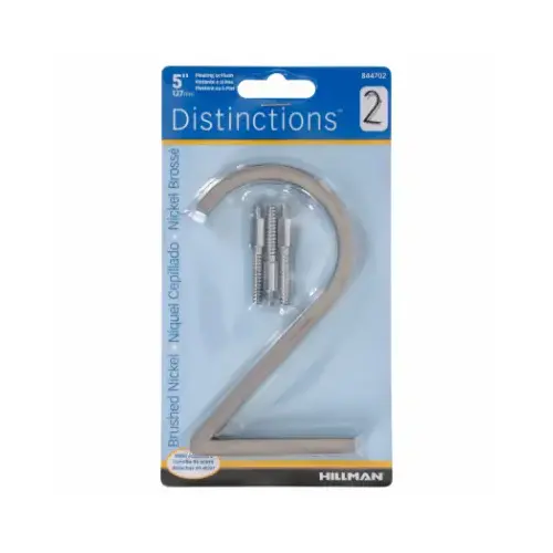 Number Distinctions 5" Silver Brushed Nickel Screw-On 2 - pack of 3
