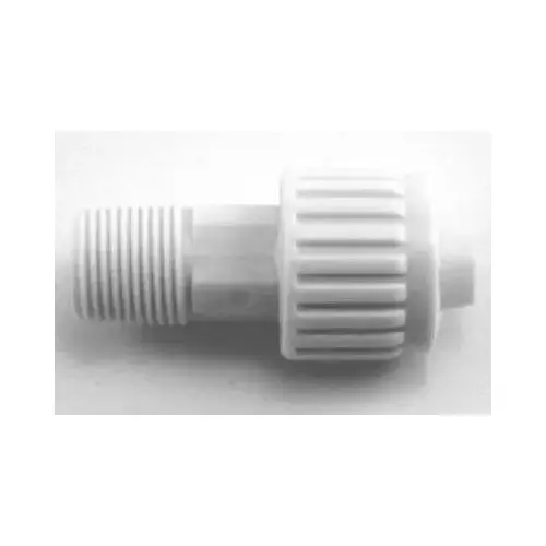 Tube to Pipe Adapter, 1/2 x 3/8 in, PEX x MPT, Polyoxymethylene, White Tube to Pipe Adapter, 1/2 x 3/8 in, PEX x MPT, Polyoxymethylene, White