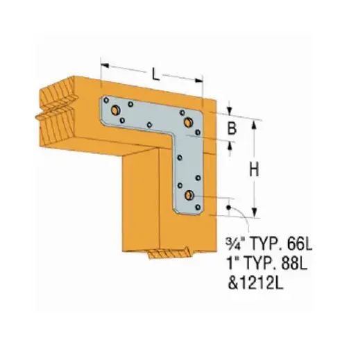 6 in. L. x 6 in. H. x 1-1/2 in. W. Steel 14 Gauge L Strap Tie Galvanized 6 in. L. x 6 in. H. x 1-1/2 in. W. Steel 14 Gauge L Strap Tie Galvanized