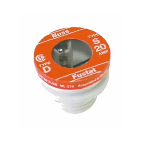 Plug Fuse, 20 A, 125 V, 10 kA Interrupt, Low Voltage, Time Delay Fuse Pair Plug Fuse, 20 A, 125 V, 10 kA Interrupt, Low Voltage, Time Delay Fuse Pair