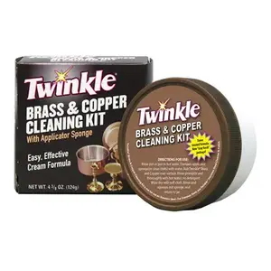TWINKLE 525105 Brass and Copper Cleaning Kit, 4.4 oz, Paste, Lemon, Greenish Yellow