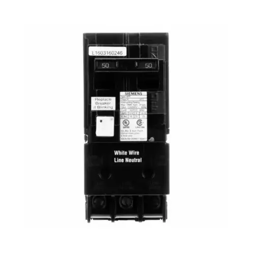 Circuit Breaker, GFCI, Type Q, 50 A, 2 -Pole, 120/240 V, Plug Mounting, Black Circuit Breaker, GFCI, Type Q, 50 A, 2 -Pole, 120/240 V, Plug Mounting, Black