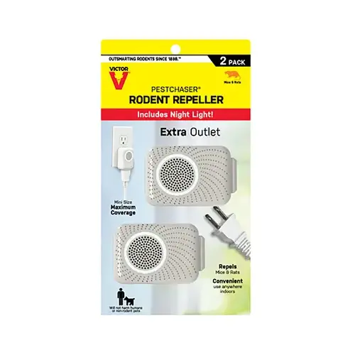PestChaser Rodent Repellent, Plug-In, 1.69 in L, Repels: Mice, Rats Pair PestChaser Rodent Repellent, Plug-In, 1.69 in L, Repels: Mice, Rats Pair