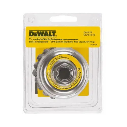 Wire Cup Brush, 3 in Dia, 5/8-11 Arbor/Shank, 0.02 in Dia Bristle, 7/8 in L Bristle Trim