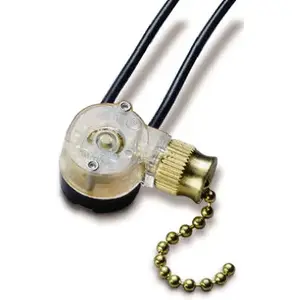 GB GSW-32 Pull Chain Switch, 1-Pole, 125/250 VAC, 3 A, Brass