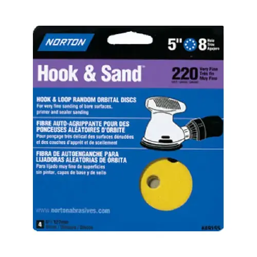 Sanding Disc, 5 in Dia, Coated, P60 Grit, Coarse, Aluminum Oxide Abrasive - pack of 4