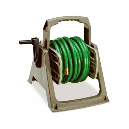 Hose Reel, 5/8 in Hose, 100 ft of 5/8 in Hose, Swing-Up Handle, Vinyl Dark Taupe/Light Taupe Hose Reel, 5/8 in Hose, 100 ft of 5/8 in Hose, Swing-Up Handle, Vinyl Dark Taupe/Light Taupe