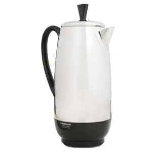 Farberware FCP412 Electric Percolator, 2 to 12 Cup Capacity, 1 W, Stainless Steel, Knob Control Black/Silver
