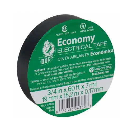 Electrical Tape Economy Grade 3/4" W X 60 ft. L Black Vinyl Black Electrical Tape Economy Grade 3/4" W X 60 ft. L Black Vinyl Black