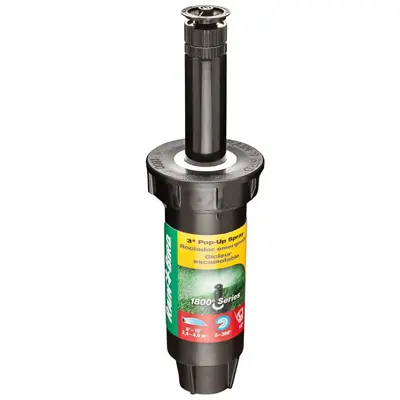 RAIN BIRD 1800 Pop-Up Spray Head Sprinkler 1/2 in Connection Female 3 in H Pop-Up 8 to 15 ft Plastic Black 1803VAN