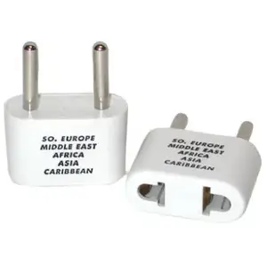 Travel Smart NW1XR 2-Blade Thin Pin Foreign Adapter Plug, Europe/Africa/Middle East/Asia White