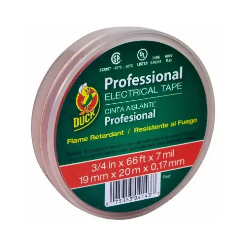 Electrical Tape Professional Grade 3/4" W X 66 ft. L Red Vinyl Red Electrical Tape Professional Grade 3/4" W X 66 ft. L Red Vinyl Red