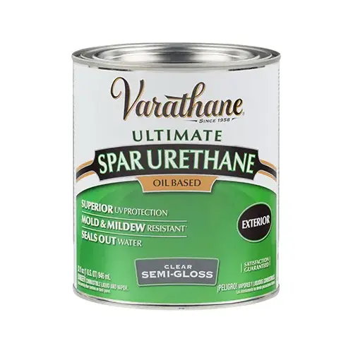 Spar Urethane Ultimate Semi-Gloss Clear Oil-Based 1 qt Clear Spar Urethane Ultimate Semi-Gloss Clear Oil-Based 1 qt Clear
