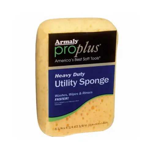 0 Utility Sponge, 6-1/4 in L, 4-3/4 in W, 2-1/2 in Thick, Polyester Yellow