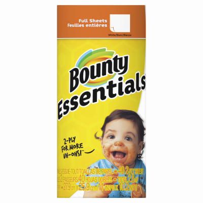 BOUNTY 74657 Essentials Paper Towel Roll, 2-Ply White