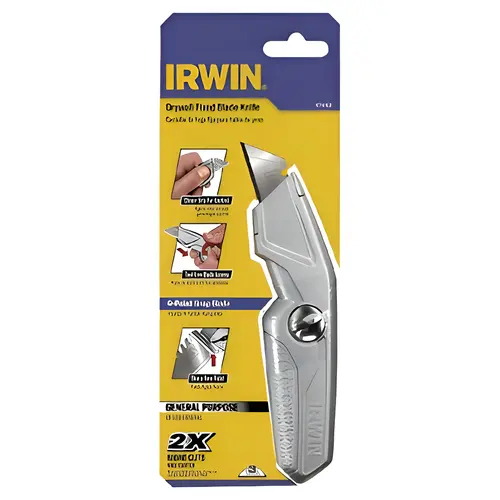 Blade Knife, 2-1/2 in L Blade, 3-1/2 in W Blade, Carbon Steel Blade, Ergonomic Handle, Silver Handle
