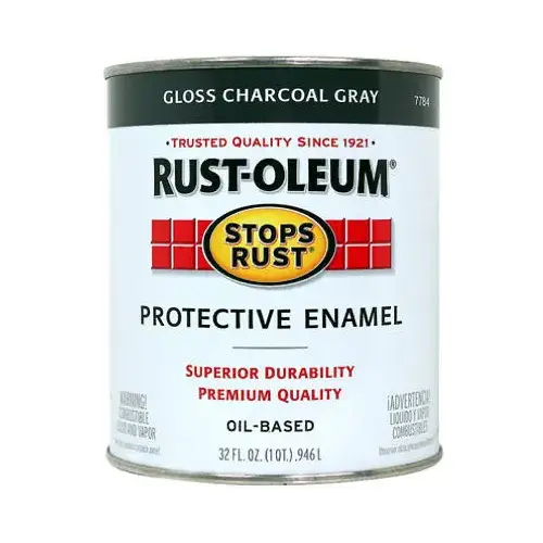 Protective Paint Stops Rust Indoor and Outdoor Gloss Charcoal Gray Oil-Based 1 qt Charcoal Gray