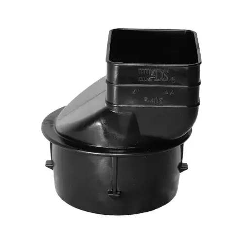 Downspout Adapter 4-1/4" Barb T X 3" D Barb Polyethylene Black