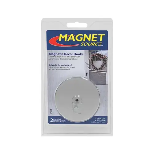 Magnetic Hooks 2-5/8" L X 2.63" W Silver 35 lb. pull Silver Pair Chrome