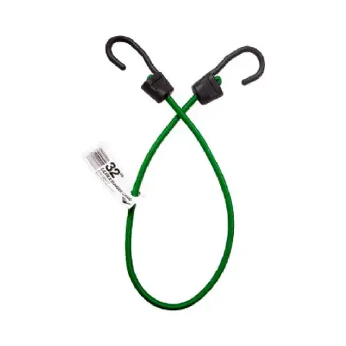 Ultra Series Bungee Cord, 32 in L, Rubber, Gray, Hook End - pack of 10