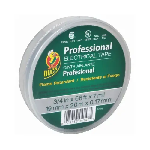 Electrical Tape Professional Grade 3/4" W X 66 ft. L Gray Vinyl Gray Electrical Tape Professional Grade 3/4" W X 66 ft. L Gray Vinyl Gray