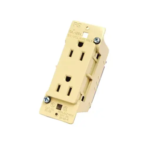 Receptacle, 125 V, 15 A, 2-Pole, Ivory