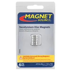 Magnet Source 07046 Super Magnet Disc, Neodymium, 0.472 in Dia, 0.118 in H Silver