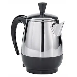 Farberware FCP240 Electric Percolator, 2 to 4 Cups Capacity, 1 W, Stainless Steel, Knob Control Black/Silver