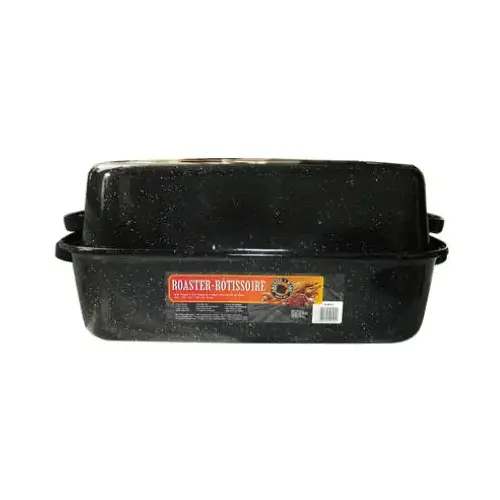 F0511-3 Roaster, 25 lb Capacity, Porcelain/Steel, Black, Dark Enamel, 21-1/4 in L, 14 in W, 8-1/2 in H