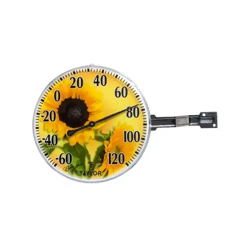 Dial Thermometer Sunflower Plastic Yellow 5.25" Yellow Dial Thermometer Sunflower Plastic Yellow 5.25" Yellow