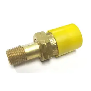 U S Hardware RV-443C Propane Adapter Fitting, 1/4 in POL x MPT, Brass Gold