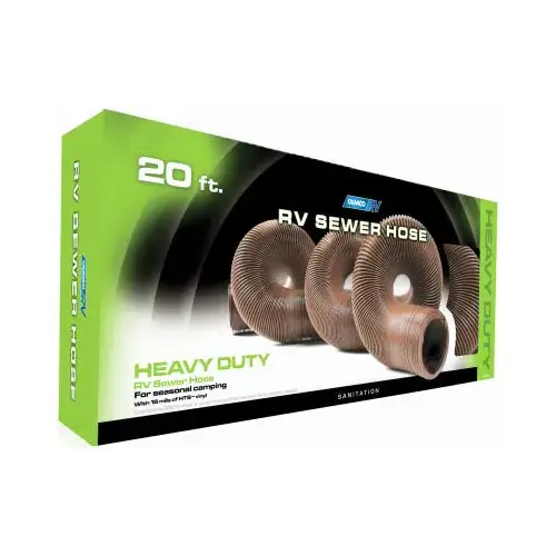 Sewer Hose, 20 ft Extended, 32 in Compressed L, HTS Vinyl, Brown - pack of 3 Sewer Hose, 20 ft Extended, 32 in Compressed L, HTS Vinyl, Brown - pack of 3