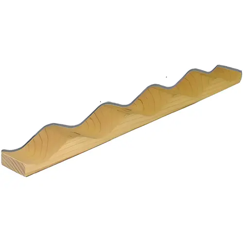Closure Strip Crane Composites, Solid Pine Material, 1-1/2" Height, 96" Length, Horizontal Wavy Style, Unfinished Brown Finish