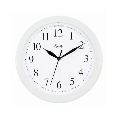 Wall Clock 10" L X 1" W Indoor Analog Plastic White White Wall Clock 10" L X 1" W Indoor Analog Plastic White White