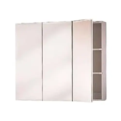 Medicine Cabinet, 24 in OAW, 4-1/2 in OAD, 26-1/4 in OAH, Wood, White, 3-Shelf