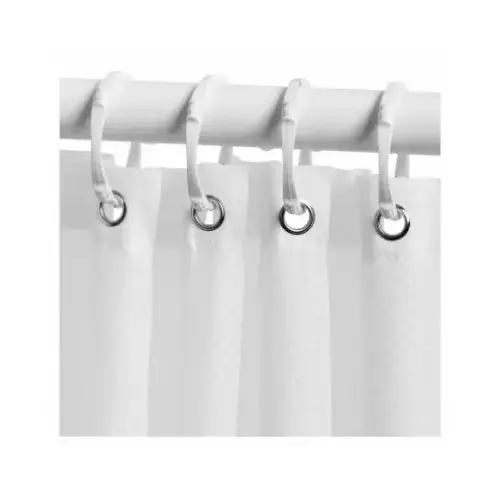 Shower Curtain/Liner, 72 in L, 70 in W, Polyester, White Shower Curtain/Liner, 72 in L, 70 in W, Polyester, White