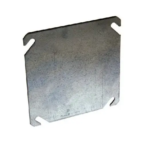 Box Cover, 0.063 in L, 4.06 in W, Square, 2 -Gang, Steel, Gray, Pre-Galvanized