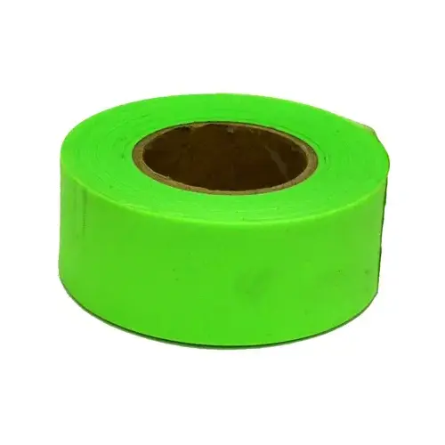 Flagging Tape, 150 ft L, 1-3/16 in W, Fluorescent Lime, PVC Flagging Tape, 150 ft L, 1-3/16 in W, Fluorescent Lime, PVC