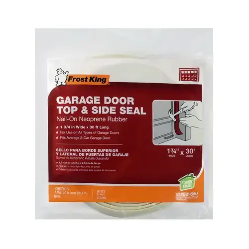 Garage Door Seal Kit, 1-3/4 in W, 3/16 in Thick, 30 ft L, Vinyl, White Garage Door Seal Kit, 1-3/4 in W, 3/16 in Thick, 30 ft L, Vinyl, White