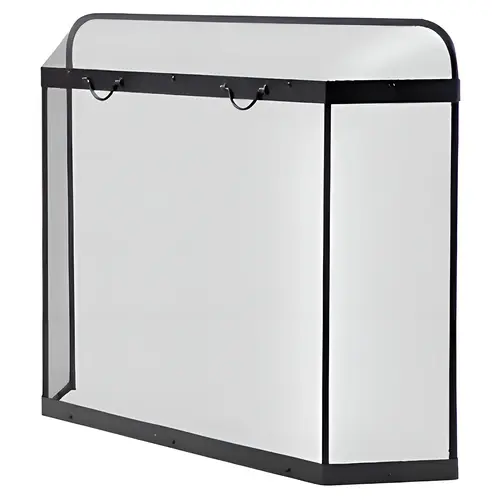 Fireplace Screen Spark Guard Black Matte Steel Matte