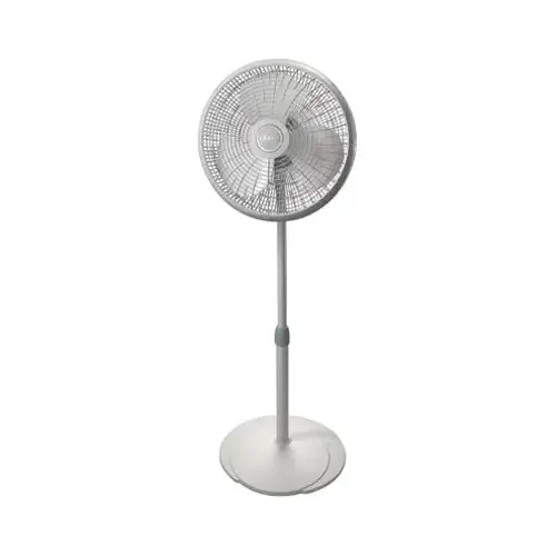 Adjustable Pedestal Fan, 120 V, 90 deg Sweep, 16 in Dia Blade, Plastic Housing Material, White Adjustable Pedestal Fan, 120 V, 90 deg Sweep, 16 in Dia Blade, Plastic Housing Material, White