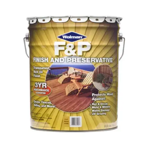 F&P Wood Preservative, Natural, Liquid, 5 gal, Can F&P Wood Preservative, Natural, Liquid, 5 gal, Can
