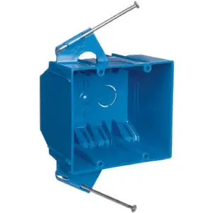 Carlon B232ACP B232A-UPC Outlet Box, 2 -Gang, PVC, Blue, Captive Nail Mounting