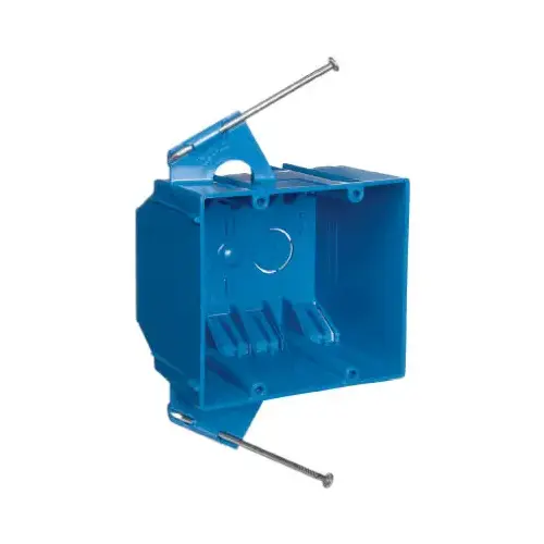 B232A-UPC Outlet Box, 2 -Gang, PVC, Blue, Captive Nail Mounting