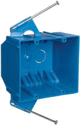 Carlon B232ACP B232A-UPC Outlet Box, 2 -Gang, PVC, Blue, Captive Nail Mounting