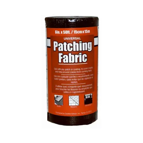 Patching Fabric, 50 ft L, 6 in W, Fiberglass, Black