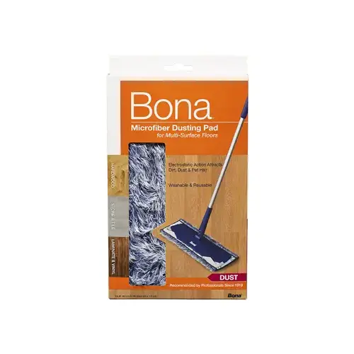 Dusting Pad, 17 in L, 6 in W, Microfiber Cloth, Machine Washable: Yes Blue Dusting Pad, 17 in L, 6 in W, Microfiber Cloth, Machine Washable: Yes Blue