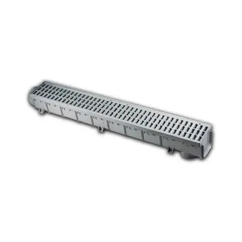 Channel Grate and Drain Kit Pro Series 39-1/2" Gray Rectangle Polyethylene Gray Channel Grate and Drain Kit Pro Series 39-1/2" Gray Rectangle Polyethylene Gray